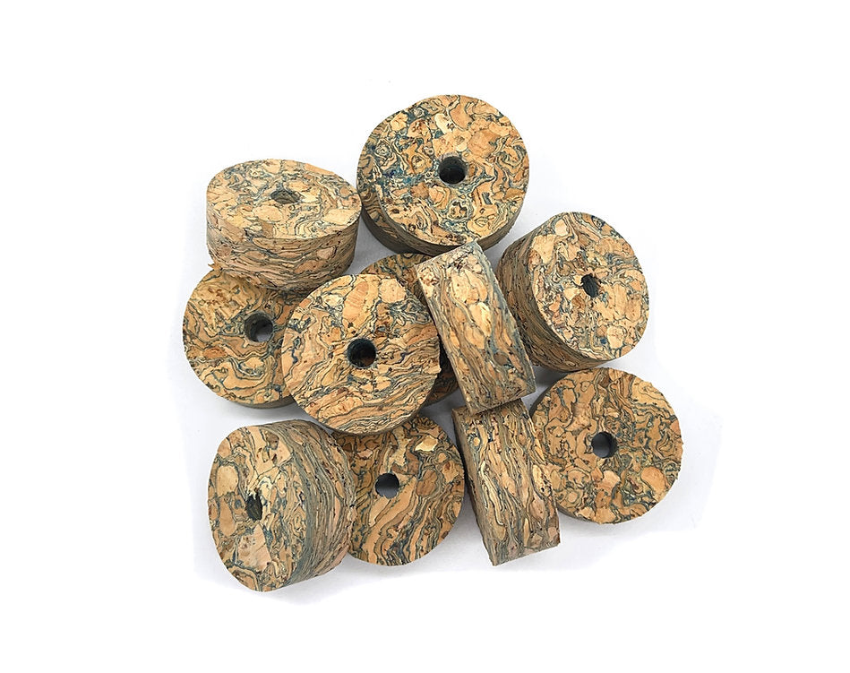 Premium Burl Cork Rings - Blue (10 piece pack)