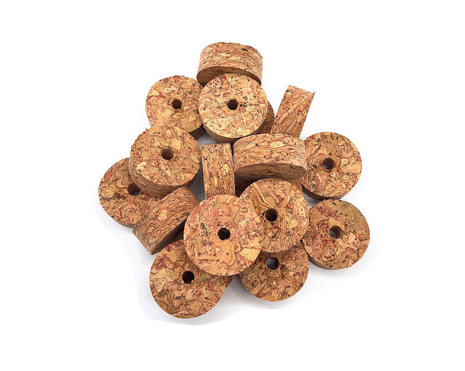 Premium Burl Cork Rings - Red (10 piece pack)